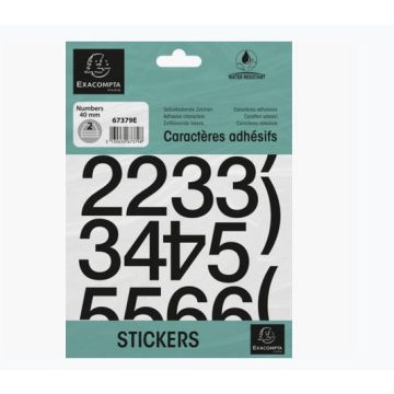 Pochette de Chiffres adhésifs de 0 à 9 - 40 mm - Noir : EXACOMPTA image