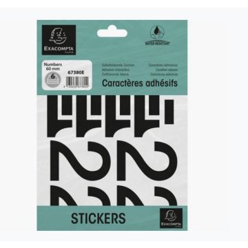 Pochette de Chiffres adhésifs de 0 à 9 - 60 mm - Noir : EXACOMPTA image