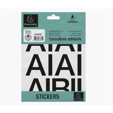 Pochette de Lettres adhésives de A à Z - 50 mm - Noir : EXACOMPTA image