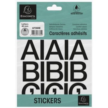 Pochette de Lettres adhésives de A à Z - 40 mm - Noir : EXACOMPTA image