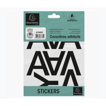 Pochette de Lettres adhésives de A à Z - 60 mm - Noir : EXACOMPTA image