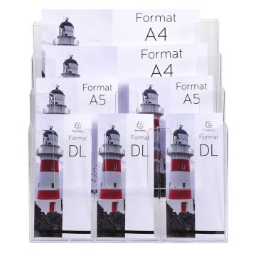 Présentoir mural Multi-formats - Vertical - 4 compartiments - Cristal : EXACOMPTA Office image