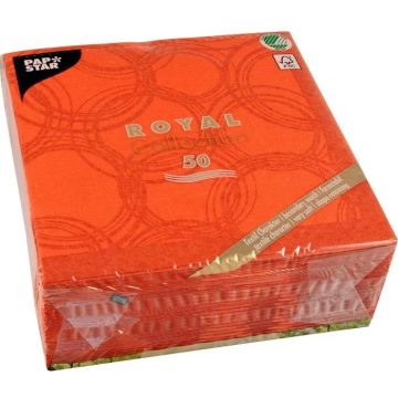 Photo Lot de 50 serviettes en papier - Nectarine - 400 x 400 mm : PAPSTAR ROYAL Collection Bubbles 
