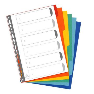 Jeu de 6 Intercalaires A4 en carte lustrée rigide - Assortiment EXACOMPTA 