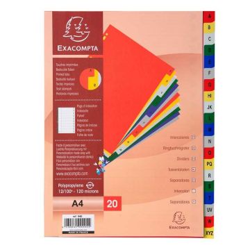EXACOMPTA : Jeu de 20 intercalaires alphabétiques en pp - 225 x 297 mm PG