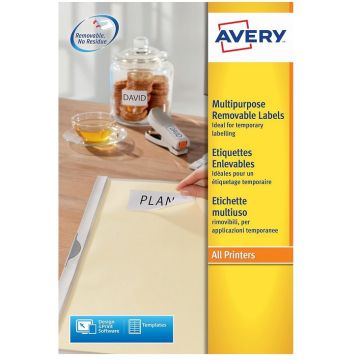 Étiquettes amovibles - Blanc - 63,5 x 46,6 mm AVERY Ecologique Lot de 540