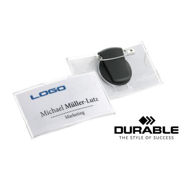 Lot de 25 Badges convexes avec pince combi - 75 x 40 mm : DURABLE 8124-19 Visuel