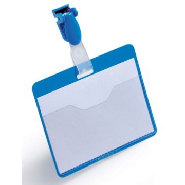 Lot de 25 Badges avec clip et ouverture sur le haut - Bleu : DURABLE Modèle