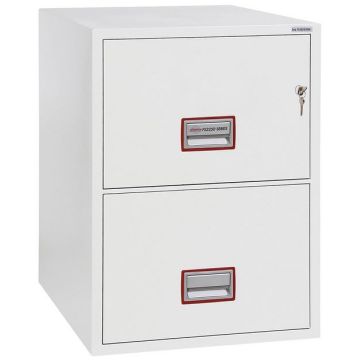 Photo Armoire ignifugée 1H30 Dossiers suspendus 2 tiroirs Serrure à clé PHOENIX FIRE FILE FS2252K