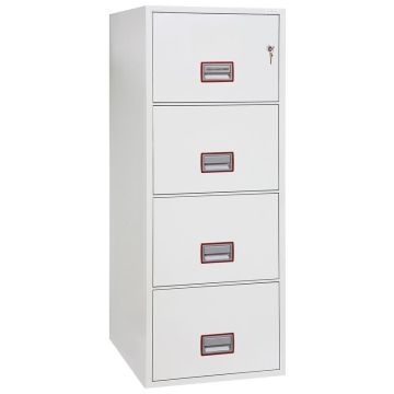 Photo Armoire ignifugée 1 H 30 - Dossiers suspendus 4 tiroirs - Serrure à clé : PHOENIX FIRE FILE FS2254K