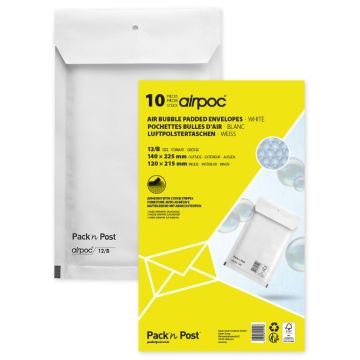Lot de 10 Pochettes d'expédition matelassées - Blanc - 140 x 225 mm : MAIL MEDIA Visuel