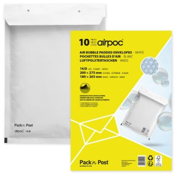 Lot de 10 Pochettes d'expédition matelassées - Blanc - 200 x 275 mm : MAIL MEDIA Visuel