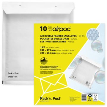 Lot de 10 Pochettes d'expédition matelassées - Blanc - 240 x 275 mm : MAIL MEDIA Visuel