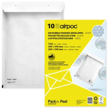 Lot de 10 Pochettes d'expédition matelassées - Blanc - 250 x 350 mm : MAIL MEDIA Visuel