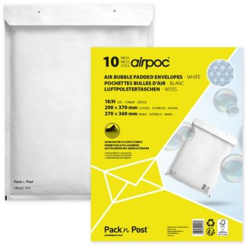 Lot de 10 Pochettes d'expédition matelassées - Blanc - 290 x 370 mm : MAIL MEDIA Visuel