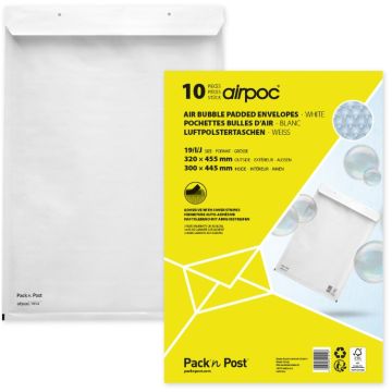 Lot de 10 Pochettes d'expédition matelassées - Blanc - 320 x 455 mm : MAIL MEDIA Visuel