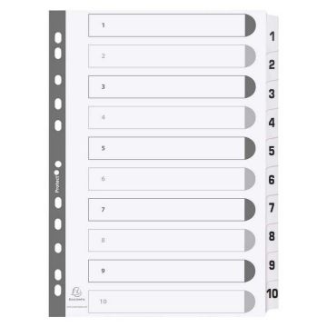 Jeu de 10 Intercalaires numériques en carte blanche - 1 à 10 - A5 : EXACOMPTA