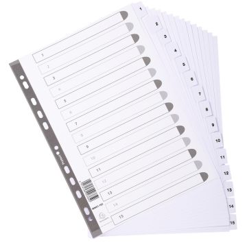 EXACOMPTA : Jeu de 15 intercalaires numériques en carte 1 à 15 Classement