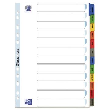 Jeu de 12 Intercalaires mensuels en carton  A4 OXFORD