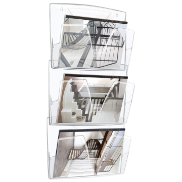 Photo Présentoir mural - 3 corbeilles A4 - Transparent CEP