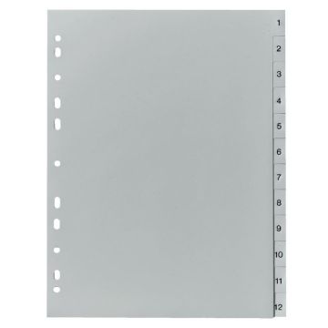 Photo Jeu de 12 Intercalaires numériques en plastique - 1 à 12 - 225 x 297 mm : HERLITZ 10843407