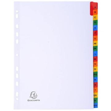 Photo Jeu de 20 Intercalaires alphabétiques avec touches couleurs renforcés - 225 x 297 mm - A4 EXACOMPTA Image