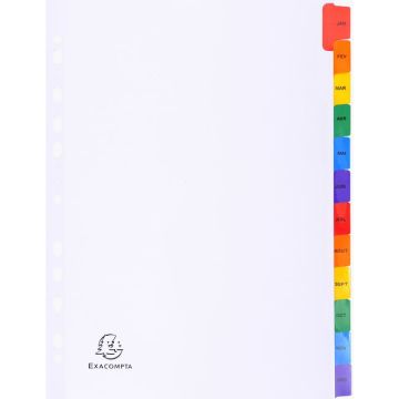 Photo Jeu de 12 Intercalaires mensuels avec touches couleurs - Janvier à décembre - 225 x 297 mm EXACOMPTA Image