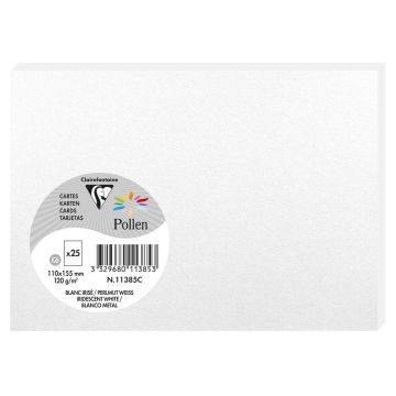 Photo POLLEN Carte Blanc irisé 110 x 155 mm C6 11385C Clairefontaine