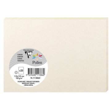 Photo Cartes en papier - C6 110 x 155 mm - Ivoire Irisé CLAIREFONTAINE Pollen Lot de 25