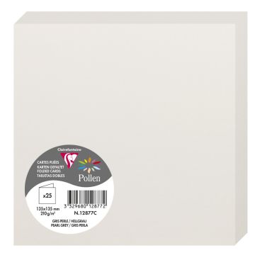Photo Cartes double en papier - 135 x 135 mm - Gris Perle CLAIREFONTAINE Pollen Lot de 25