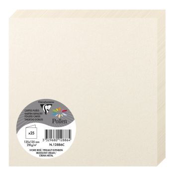 Photo Cartes double en papier - 135 x 135 mm - Ivoire Irisé CLAIREFONTAINE Pollen Lot de 25
