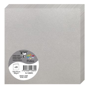 Photo Cartes double en papier - 135 x 135 mm - Argent : CLAIREFONTAINE Pollen
