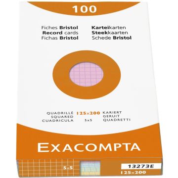 Photo Fiches Bristol quadrillées - 125 x 200 mm - Assortiment EXACOMPTA Image