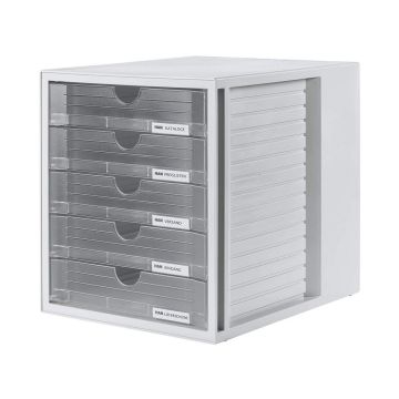 Photo Module de classement - 5 tiroirs - Gris Clair / Gris Translucide : HAN 1450-63