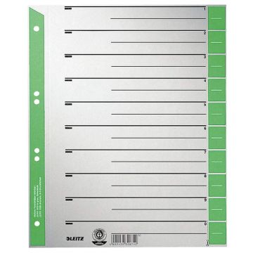 Photo Intercalaires en carton - 240 x 300 mm - Gris/Vert : LEITZ Lot de 100 - 1652-00-55