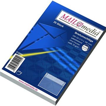 Photo Enveloppes autocollantes sans fenêtre - 114 x 162 mm - 72 g : MAIL MEDIA Paquet de 25 (21225/0)