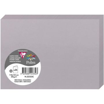 Photo Cartes double en papier - 110 x 155 mm C6 - Gris koala - CLAIREFONTAINE Pollen 