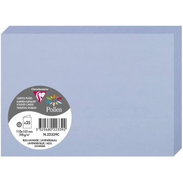 Photo Cartes double en papier - 110 x 155 mm C6 - Bleu lavande CLAIREFONTAINE Pollen