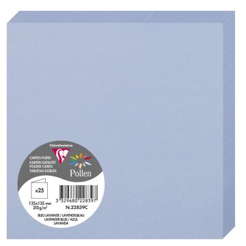 Photo Cartes double en papier - 135 x 135 mm - Bleu Lavande CLAIREFONTAINE Pollen Lot de 25