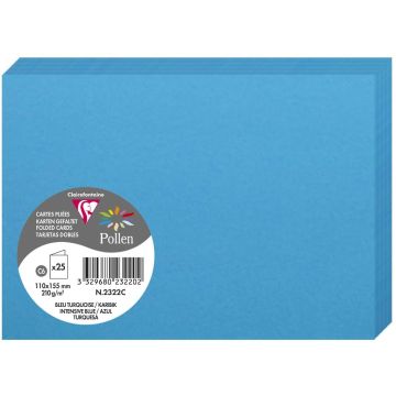 Photo Cartes double en papier - 110 x 155 mm C6 - Bleu turquoise - CLAIREFONTAINE Pollen