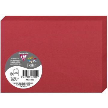 Photo Cartes double en papier - 110 x 155 mm C6 - Rouge groseille - CLAIREFONTAINE Pollen
