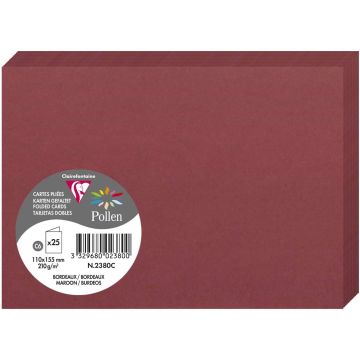 Photo Cartes double en papier - 110 x 155 mm C6 - Bordeaux - CLAIREFONTAINE Pollen