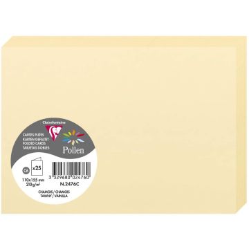 Photo Cartes double en papier - 110 x 155 mm C6 - Chamois - CLAIREFONTAINE Pollen