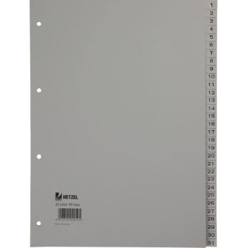 Photo HETZEL : Jeu de 31 intercalaires à chiffres en plastique - 226 x 297 mm