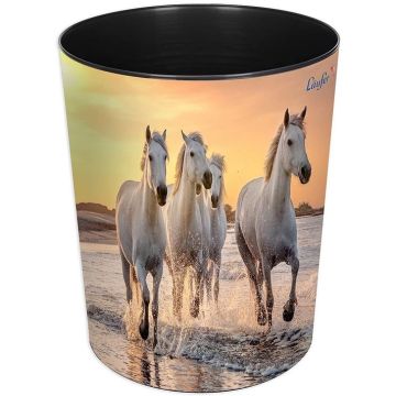 Photo Corbeille à papier - 13 litres - Chevaux sur la plage LAUFER