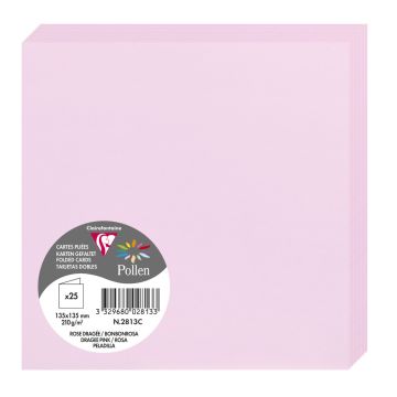 Photo Cartes double en papier - 135 x 135 mm - Rose Dragée CLAIREFONTAINE Pollen Lot de 25