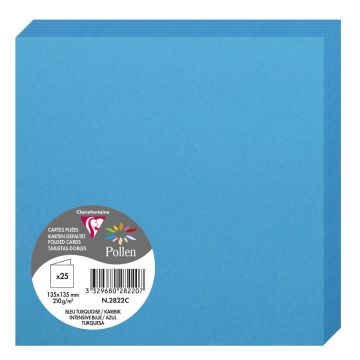 Photo Cartes double en papier - 135 x 135 mm - Bleu Turquoise CLAIREFONTAINE Pollen Lot de 25