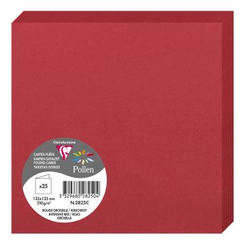 Photo Cartes double en papier - 135 x 135 mm - Rouge Groseille CLAIREFONTAINE Pollen Lot de 25