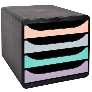 Photo Caisson à 4 tiroirs - Noir/Pastel glossy EXACOMPTA Big Box Aquarel