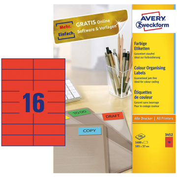 Photo Étiquettes autocollantes Rouges 105 x 148 mm AVERY 3456